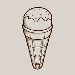 Detailed graphic ice cream isolated on light background