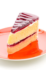 Strawberry cake isolated on white background