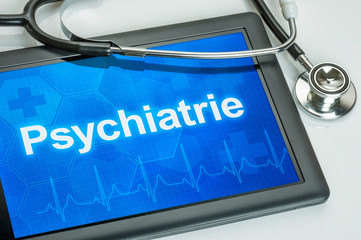 Tablet mit dem Fachgebiet Psychiatrie auf dem Display