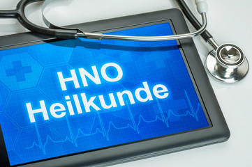 Tablet mit dem Fachgebiet HNO auf dem Display
