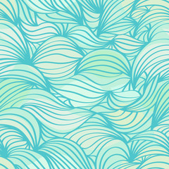 Abstract wave aquamarine seamless pattern