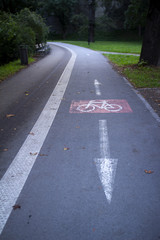 Cyclist route in the city park.