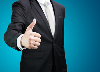 Businessman standing posture show hand isolated