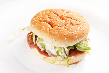 burger on the white