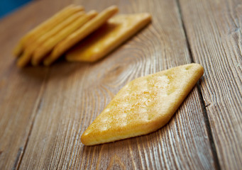 crackers on  wood table