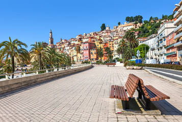 Promenade in town of Menton in France.