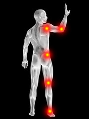 Obraz premium 3D human man anatomy with articular pain