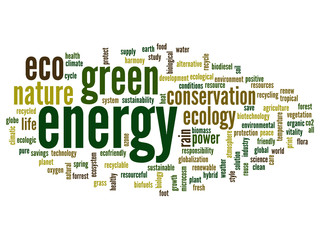 Conceptual energy or ecology word cloud