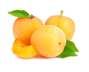 Ripe apricot with leaves
