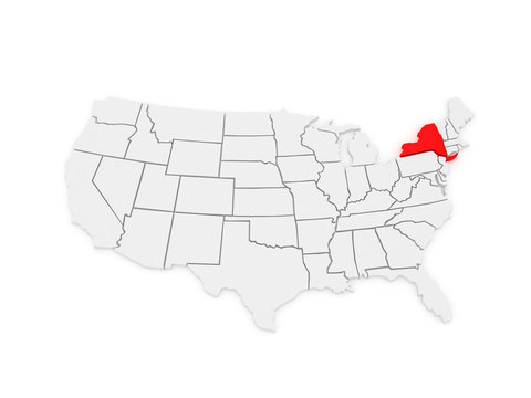 Three-dimensional map of New York. USA.