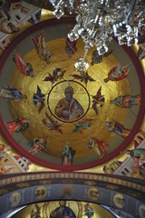 Stunning ceiling inside the Orthodox church in Capernaum, Israel