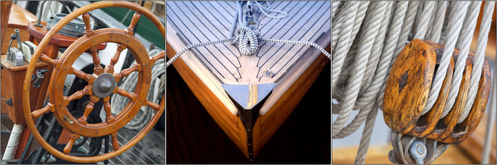 Collage mit maritimen Motiven, Segelboote