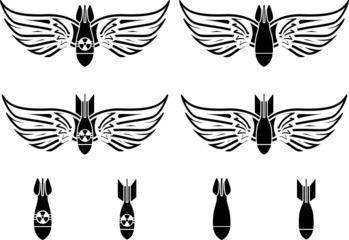 bombs with wings. stencils. second variant