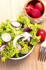 fresh lettuce and radishes