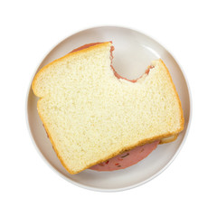 Bitten P&P Loaf Sandwich On White Bread