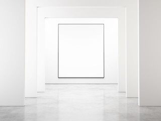 White interior with blank poster