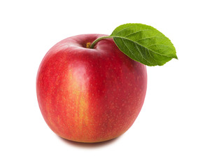 red apple on the white background
