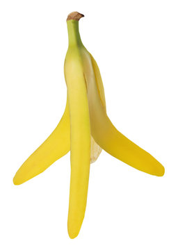 peel from a banana on the white background