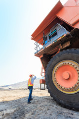 Worker Big Truck in Pit