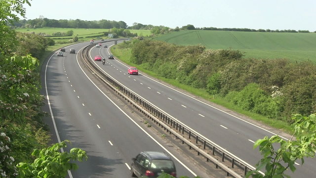 Traffic on the A14 dual carriageway.