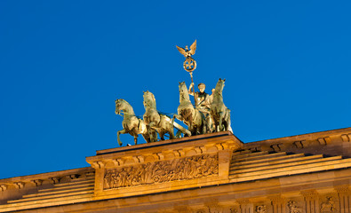 Illuminated Brandenburg Gate quadriga