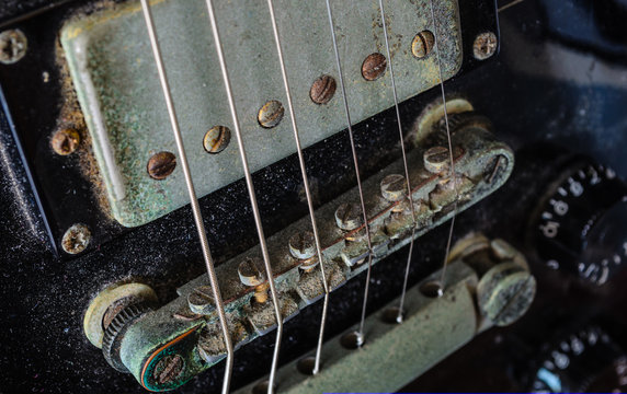 Detail of Dirty Old Electric Guitar