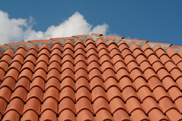 Naklejka premium Traditional red clay roofing tiles.