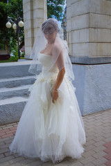 Obraz premium bride, wedding, white dress, tulle
