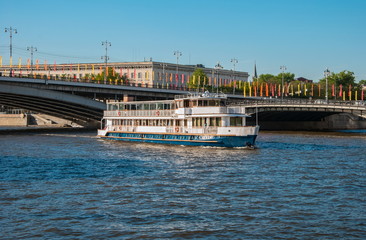 Naklejka premium river boat trip along the river in Moscow