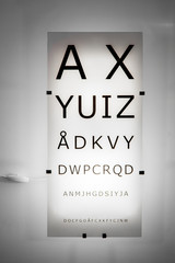 Close-up of an eye test chart