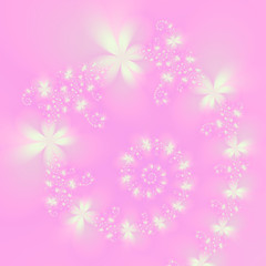 Fototapeta na wymiar White Spiral Flowers on Pink