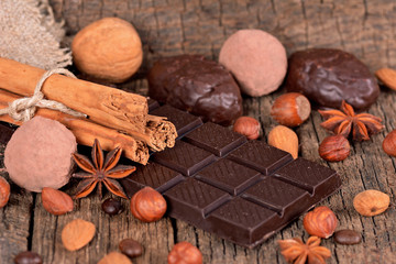Dark chocolate and truffles