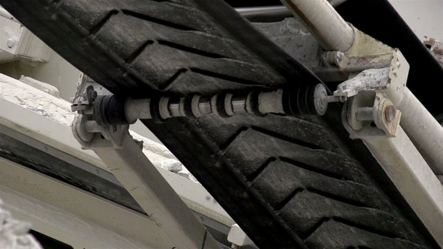 The rubber wheel from a large equipment