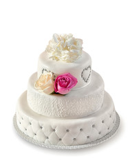 Traditional wedding cake with rose flowers