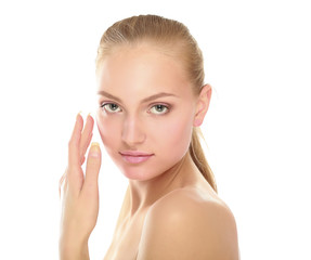 A beautiful woman, portrait isolated on white background