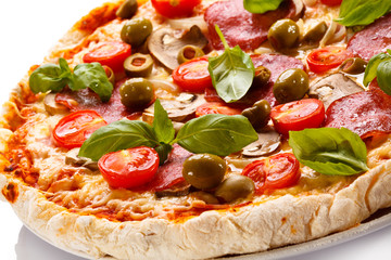 Pizza on white background