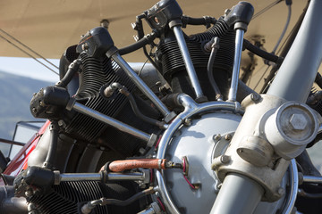 Close-up of an old Bi-Plane Engine