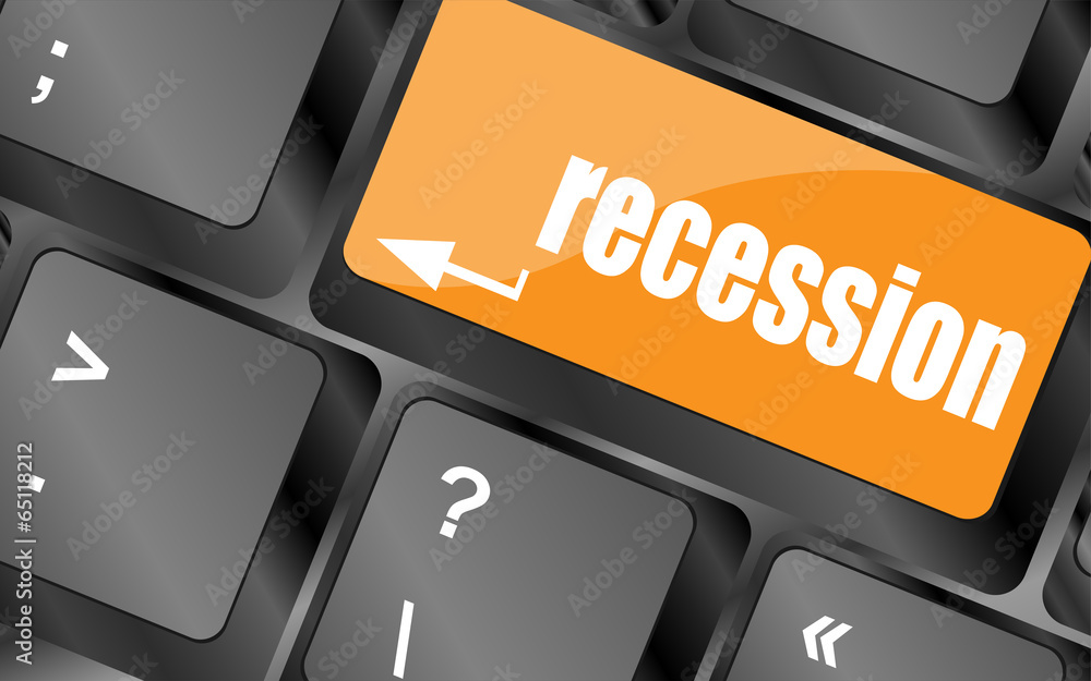 Poster recession button on computer keyboard key