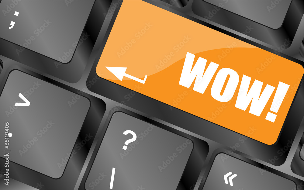 Poster wow button on computer keyboard key