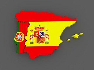 Fototapeta premium Portugal and Spain. map.