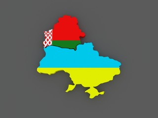 Obraz premium Belarus and Ukraine. map.