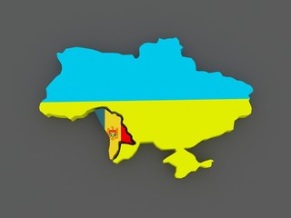 Ukraine and Moldova. map.