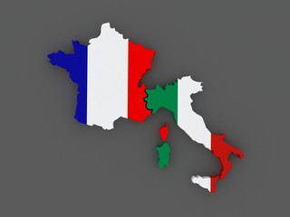 France and Italy. map.