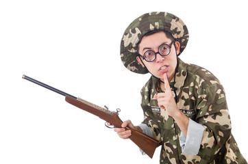 Funny soldier isolated on the white