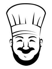 Smiling chef with a beard and moustache