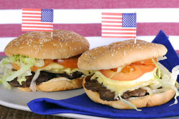 USA Fourth of July Hamburgers