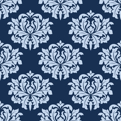 Blue seamless damask pattern