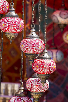 Shop, Oriental style lamps craft in a bazaar