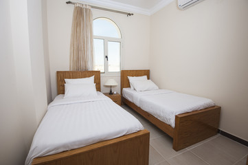 Interior of bedroom in apartment