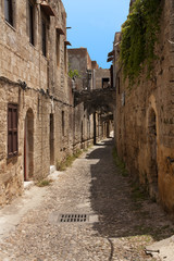 Medieval street of knight. Greece. Rhodos island